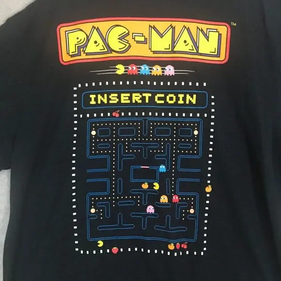Pac-Man Game "Insert Coin" T-Shirt Mens 3XL Black Short Sleeve Gamers Tee - Picture 4 of 8